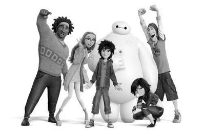 Big Hero 6 black and white poster