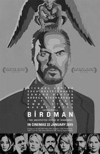 Birdman black and white poster