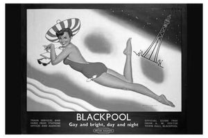 England Blackpool Poster Black and White Mini Poster 11"x17"