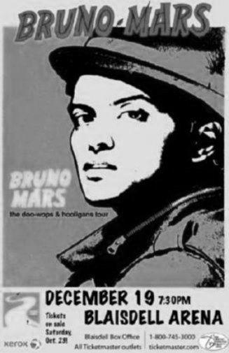 Bruno Mars poster tin sign Wall Art