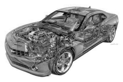 Camaro Chevy Cutaway Poster Black and White Poster 16x24 The Poster Depot