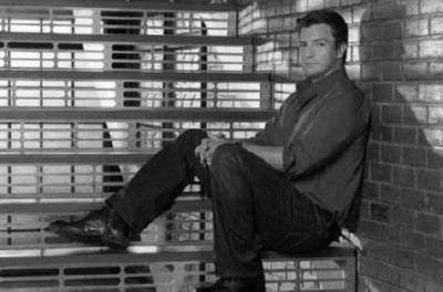 Castle Nathan Fillion Metal Poster Wall Art 8in x 12in 12"x16" Black and White The Poster Depot