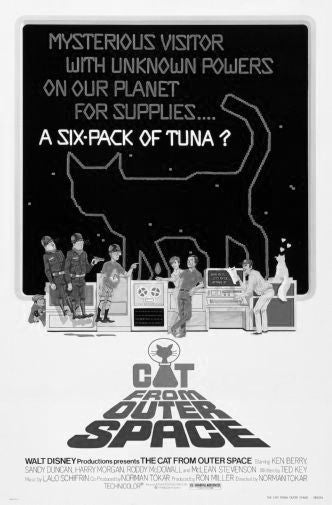 Cat From Outer Space Black and White Poster 24