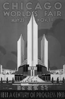 Chicago Worlds Fair Art Poster Black and White Mini Poster 11"x17"