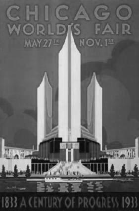 Chicago Worlds Fair Art black and white poster