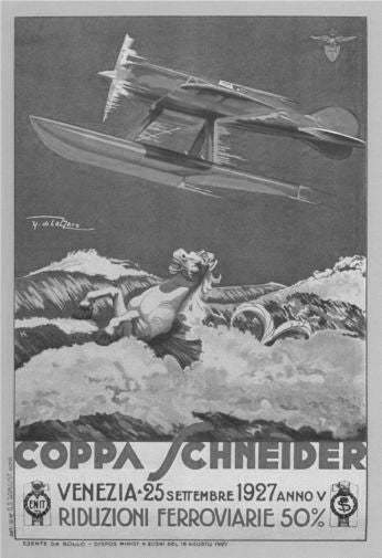 Italian Seaplanes Coppa Schneider 1927 poster Black and White for sale cheap United States USA