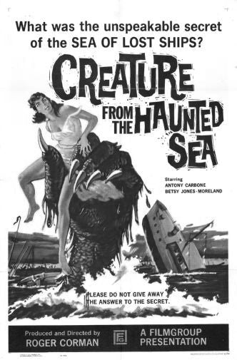 Creature From The Haunted Sea Black and White poster for sale cheap United States USA