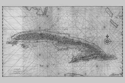 Cuba Antique Map Poster Black and White Mini Poster 11"x17"