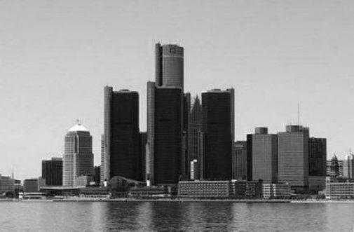 Detroit Skyline black and white poster