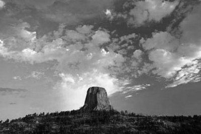 Devils Tower Metal Poster Wall Art 8in x 12in 12"x16" Black and White The Poster Depot