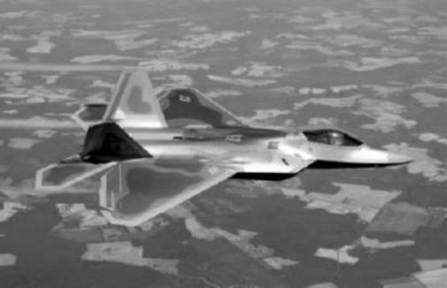F22 In Flight black and white poster