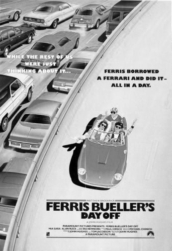Ferris Buellers Day Off Black and White Poster 24