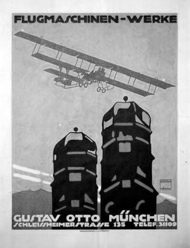 German Flugmaschinen Werke poster Black and White poster for sale cheap United States USA