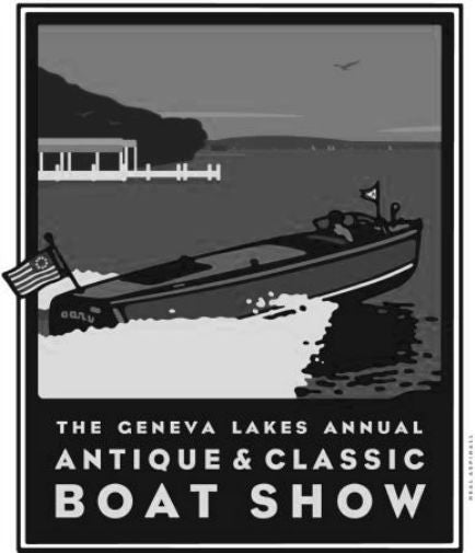 Geneva Boat Show poster Black and White poster for sale cheap United States USA