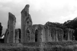 Glastonbury Abbey poster tin sign Wall Art