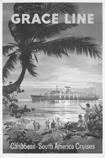Caribbean Graceline Cruises poster Black and White poster for sale cheap United States USA