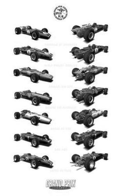 Grand Prix Legends Poster Black and White Mini Poster 11"x17"