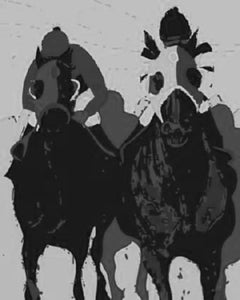 Horse Racing Pop Art Poster Black and White Mini Poster 11"x17"