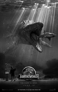 Jurassic World black and white poster