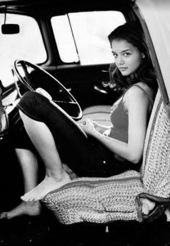 Katie Holmes black and white poster