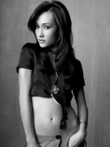 Maggie Q black and white poster