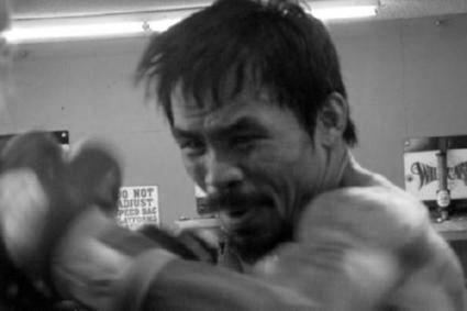 Manny Pacquiao black and white poster