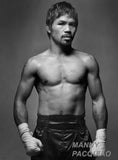 Manny Pacquiao Metal Poster Wall Art 8in x 12in 12"x16" Black and White The Poster Depot