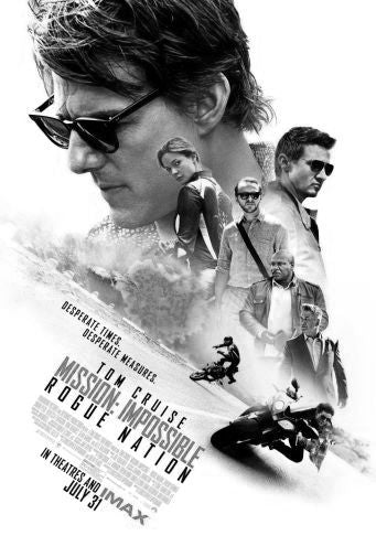 Mission Impossible Rogue Nation Black and White Poster 24