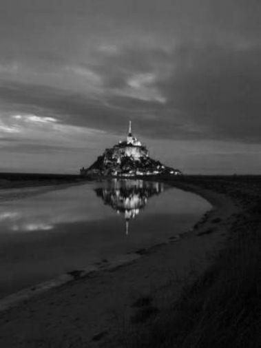 Mont Saint Michel Poster Black and White Poster On Sale United States