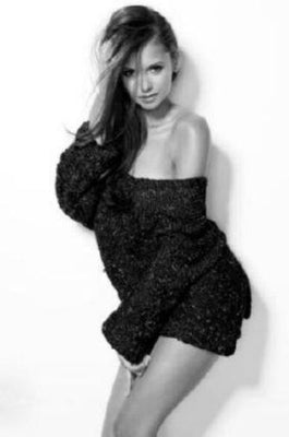 Nina Dobrev black and white poster