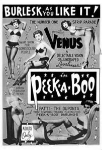Peekaboo 1953 Burlesque Poster Black and White Mini Poster 11"x17"
