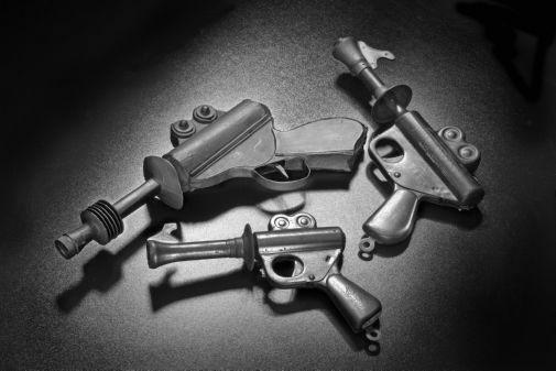 Vintage Toy Ray Guns black and white poster