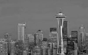Seattle Skyline Poster Black and White Mini Poster 11"x17"