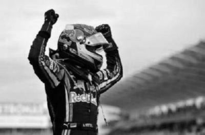 Sebastian Vettel black and white poster