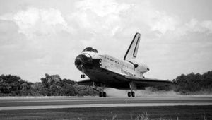 Space Shuttle Landing Poster Black and White Poster On Sale United States