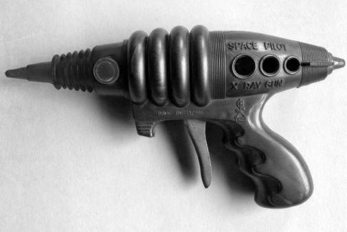 Vintage Toy Ray Guns black and white poster