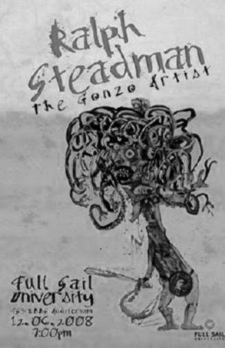 Ralph Steadman Art Exhibition black and white poster