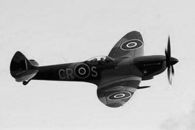 Super Marine Spitfire Mkxvi black and white poster