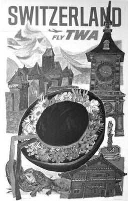 Switzerland Tourism Poster Black and White Mini Poster 11"x17"