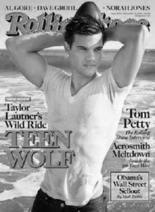 Taylor Lautner black and white poster