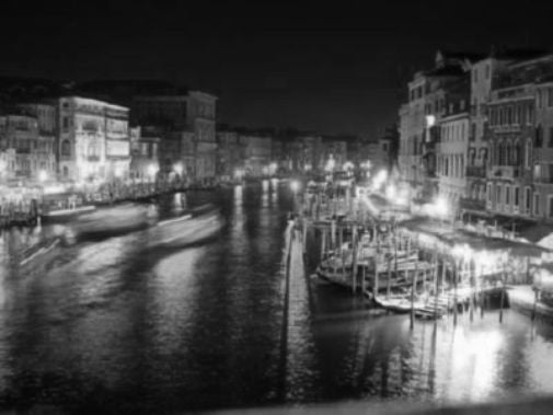 Venice At Night black and white poster