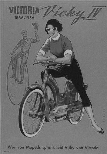 Vicky Motorcycle 1956 black and white poster