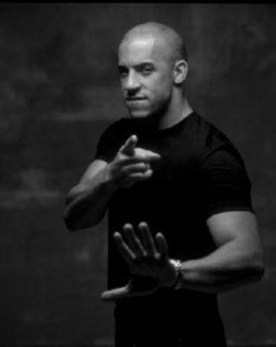 Vin Diesel black and white poster