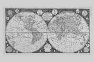 World Map 1799 Poster Black and White Mini Poster 11"x17"