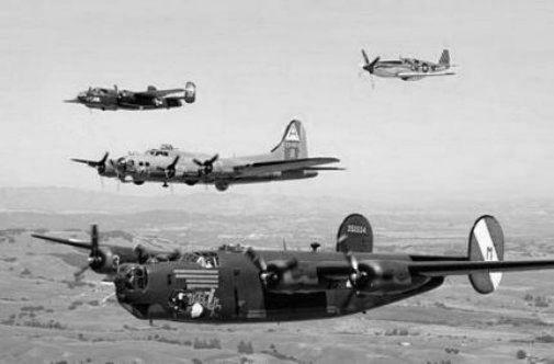 Ww2 Plane Formation black and white poster
