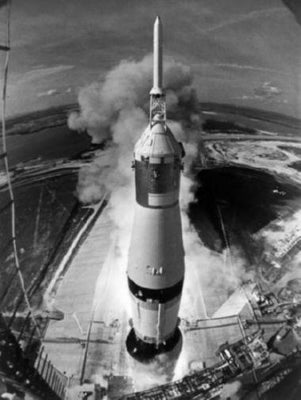 Apollo 11 Launch black and white poster