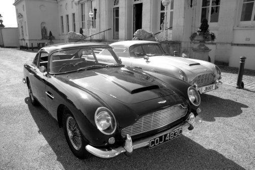 Aston Martin black and white poster