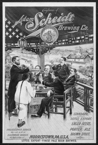 Vintage Beer Hall black and white poster