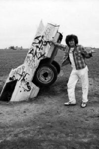 Cadillac Ranch black and white poster