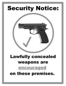 Concealed Carry Weapons Allowed Sign Poster Black and White Mini Poster 11"x17"